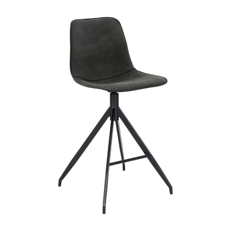 Side Barstol Grå Microfiber - Mikrofiber