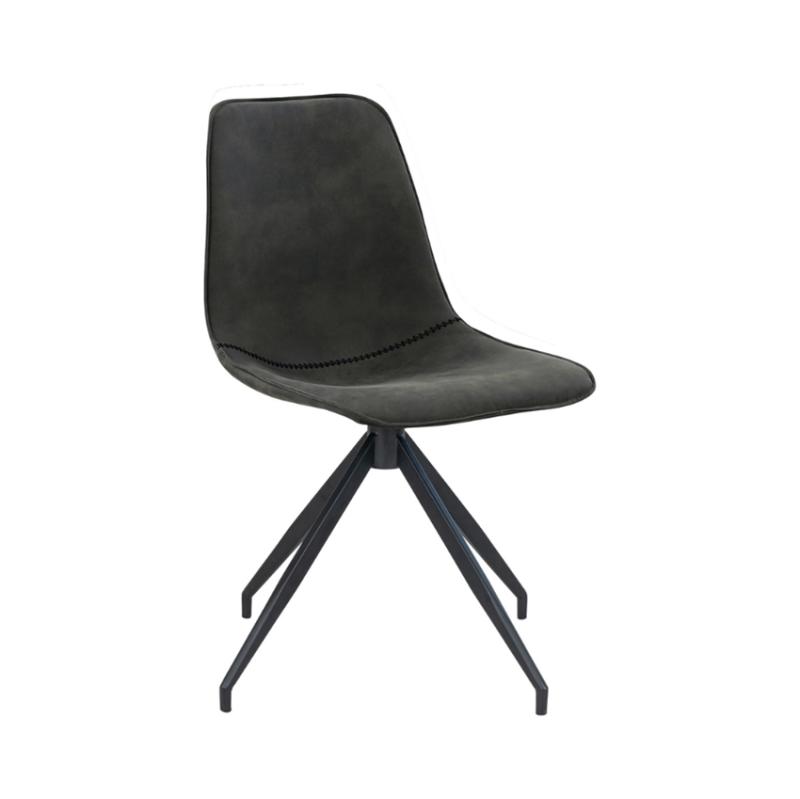 Side Spisebordsstol Med Drejesokkel Grå Microfiber - Mikrofiber