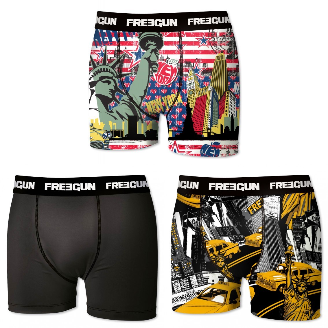 Sort Pack Microfiber Boxershorts New York Yellow Cabs Freegun - Freegun Mikrofiber