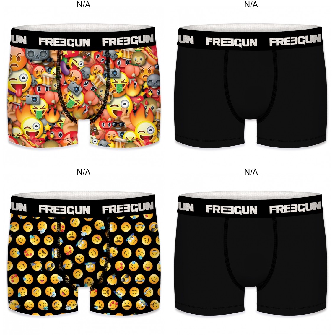Sort Pack Microfiber Boxershorts Smiley Emoji Freegun - Freegun Mikrofiber