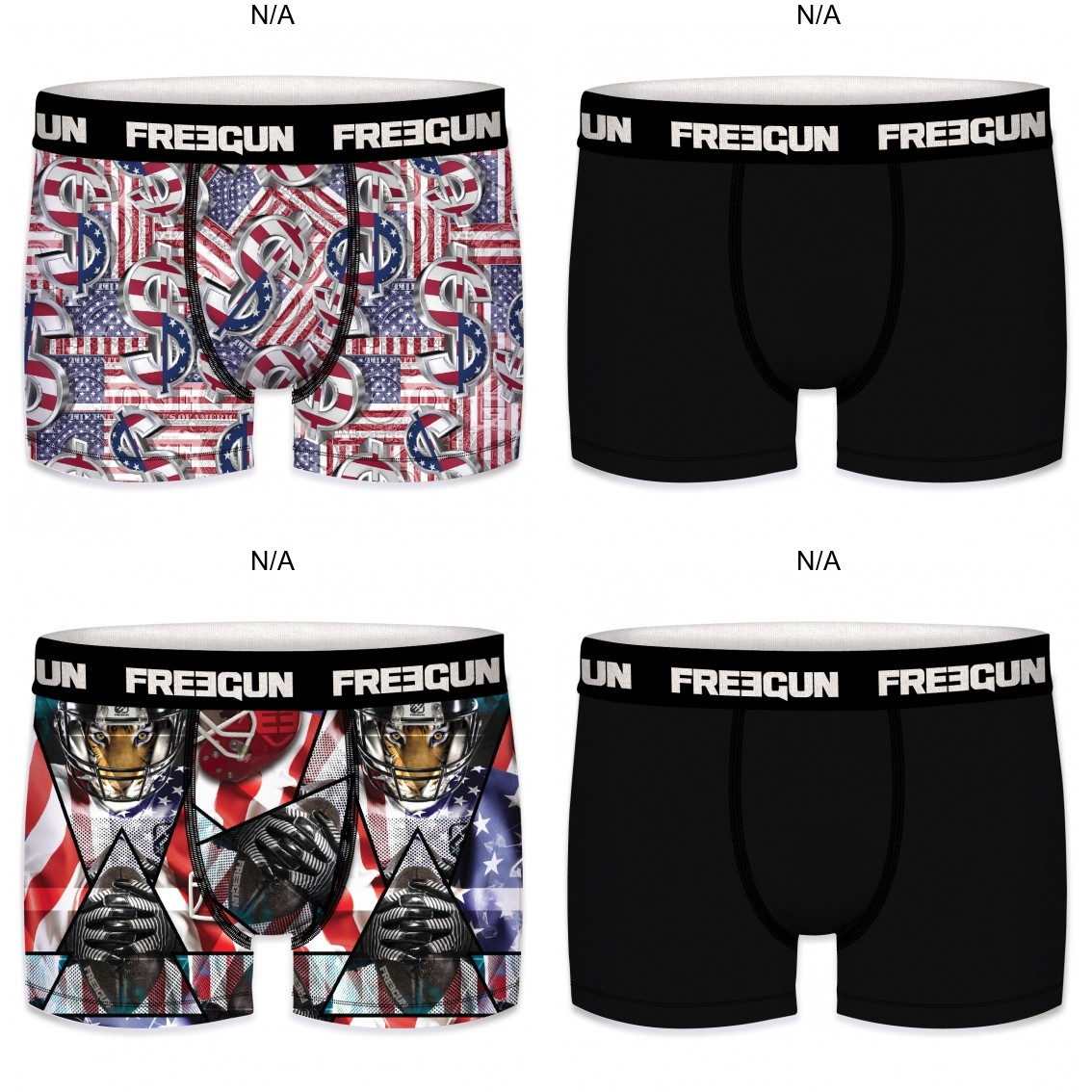 Sort Pack Microfiber Boxershorts Dollar Lion Football Freegun - Freegun Mikrofiber