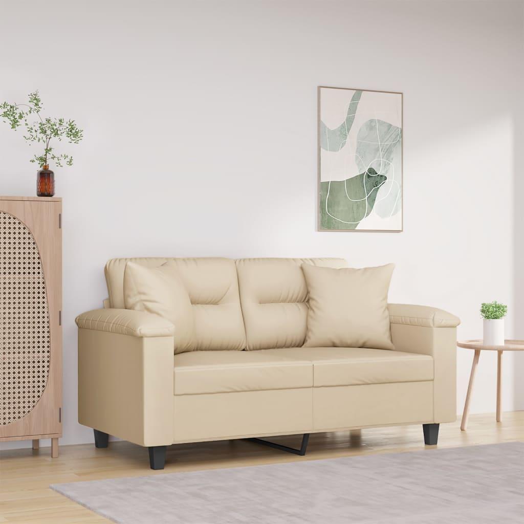 Personers Sofa Med Puder 120 Mikrofiberstof Cremefarvet - Mikrofiber  - 8721012059368