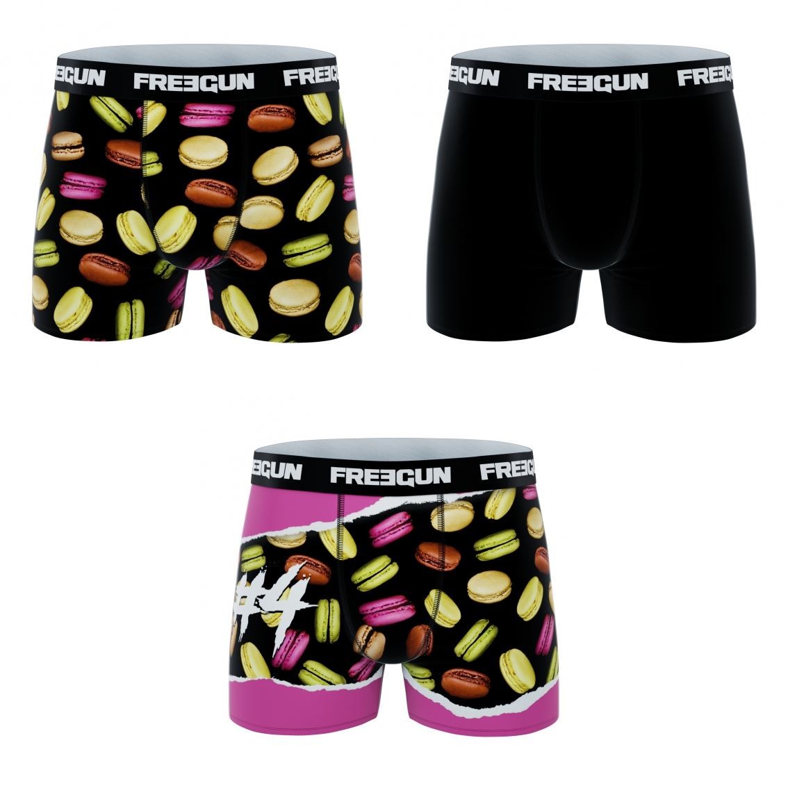 Sort Pack Microfiber Boxershorts Macaron Mønster Freegun - Freegun Mikrofiber