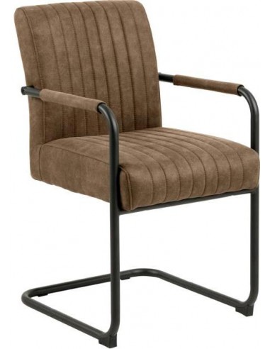 Adel Spisebordsstol Metal Microfiber H84 Sort Brun - Mikrofiber