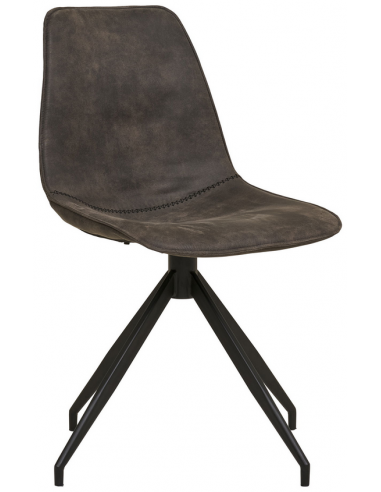 Spisebordsstol Med Drejefod Metal Microfiber H86 Sort Grå - Mikrofiber