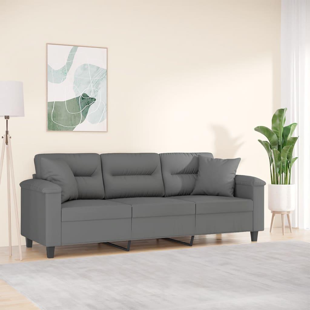 Personers Sofa Med Puder 180 Mikrofiberstof Mørkegrå - Mikrofiber  - 8721012059467