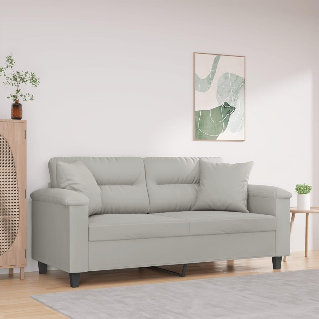 Personers Sofa Med Puder 140 Mikrofiberstof Lysegrå - Mikrofiber  - 8721012059399