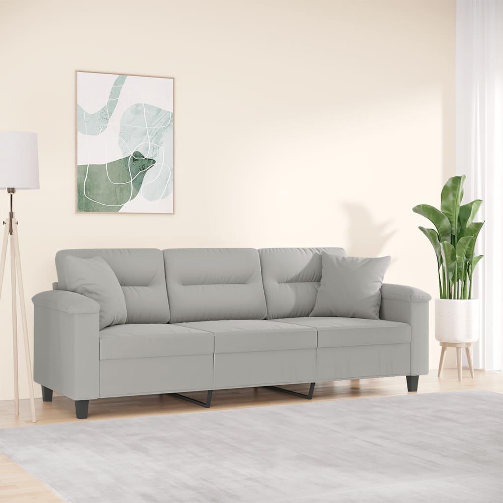 Personers Sofa Med Puder 180 Mikrofiberstof Lysegrå - Mikrofiber  - 8721012059450