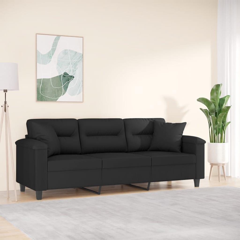 Sort Personers Sofa Med Puder 180 Mikrofiberstof - Mikrofiber  - 8721012059474