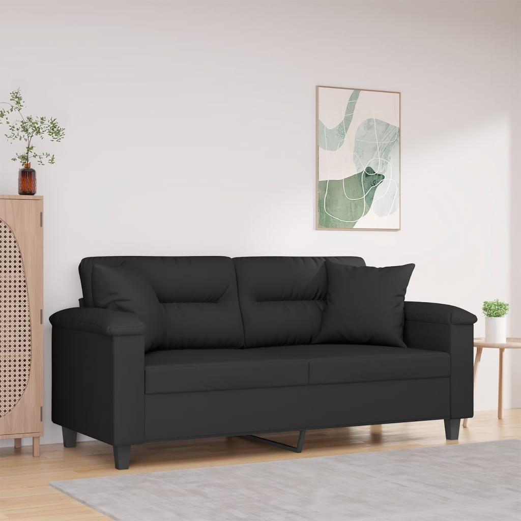 Sort Personers Sofa Med Puder 140 Mikrofiberstof - Mikrofiber  - 8721012059412