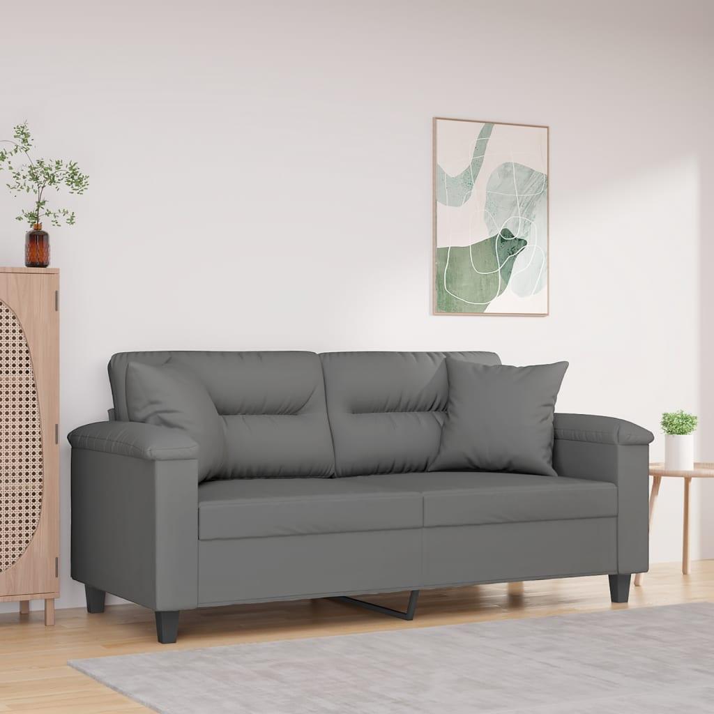 Personers Sofa Med Puder 140 Mikrofiberstof Mørkegrå - Mikrofiber  - 8721012059405