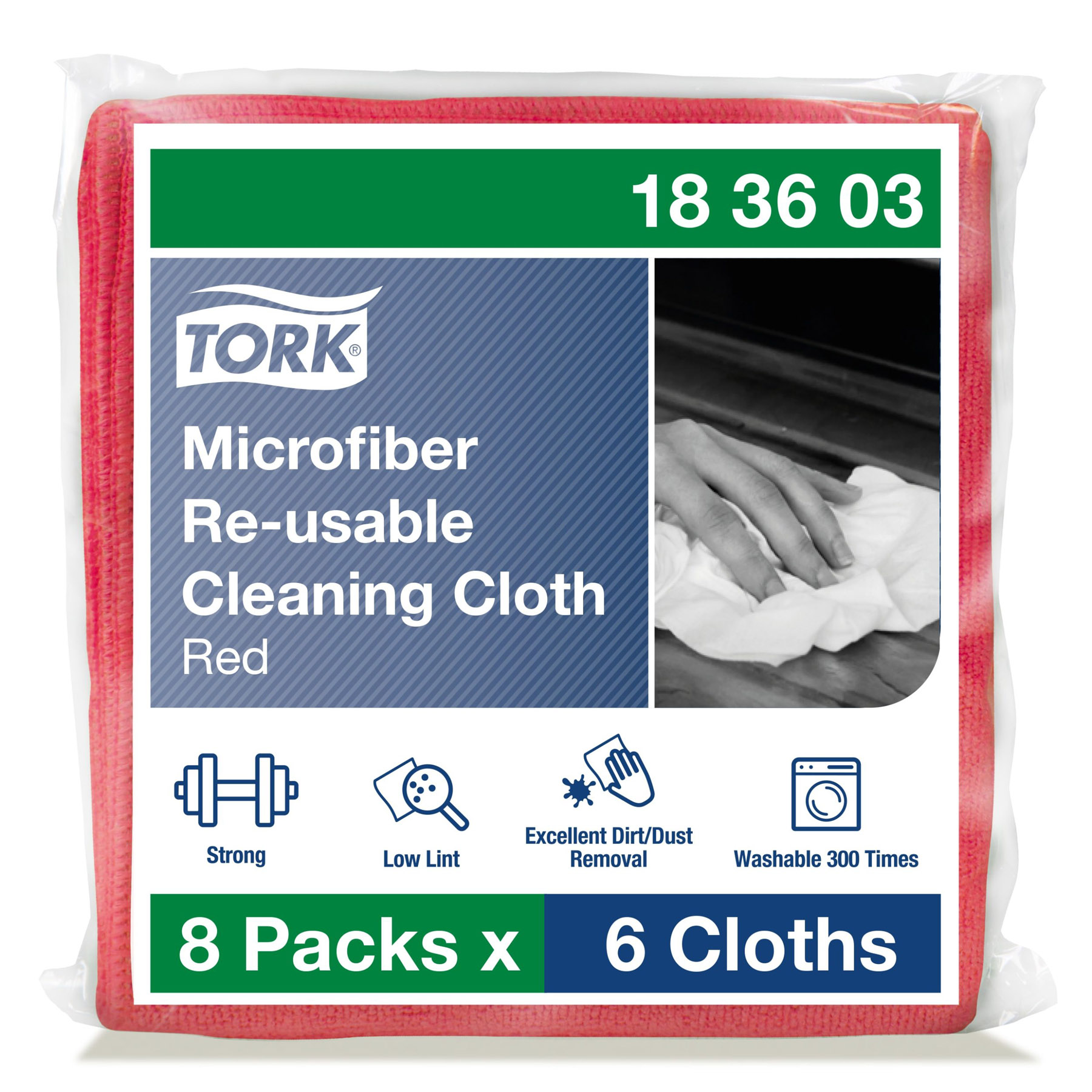 Rd Tork 183603 Premium Mikrofiberklud Rød - Tork Mikrofiber  - 7322541265858