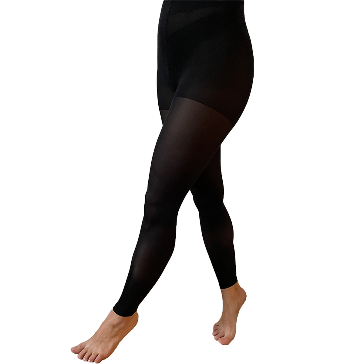 Sort Microfiber Leggings Med Kompression - Mikrofiber