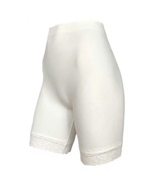 Hvid Festival Microfiber Shorts Med Blondekant Til Kvinder - Festival Mikrofiber  - 5713930001874