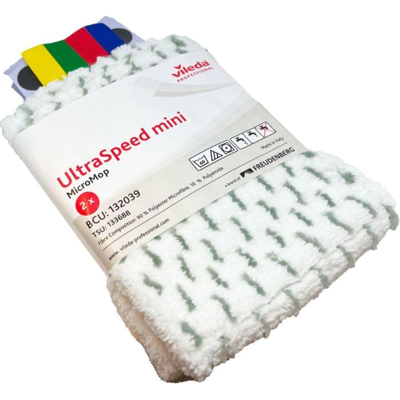 Hvid Fugt Vådmoppe Vileda Ultraspeed Mini Mikrofiber Med Lommer Stk - Mikrofiber  - 5703538073298