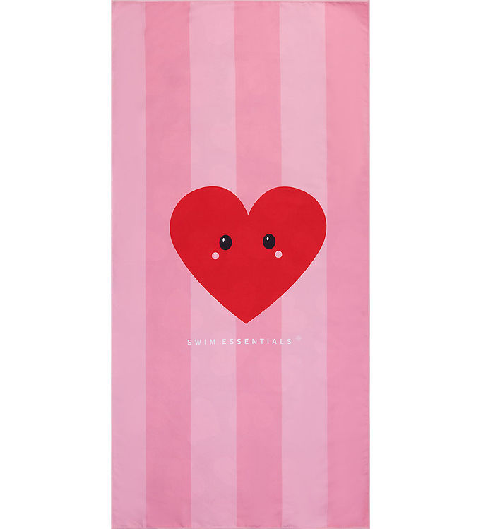 Rosa Swim Essentials Håndklæde Microfiber 135x65 Red Hearts - Swim Essentials Mikrofiber  - 721197417342