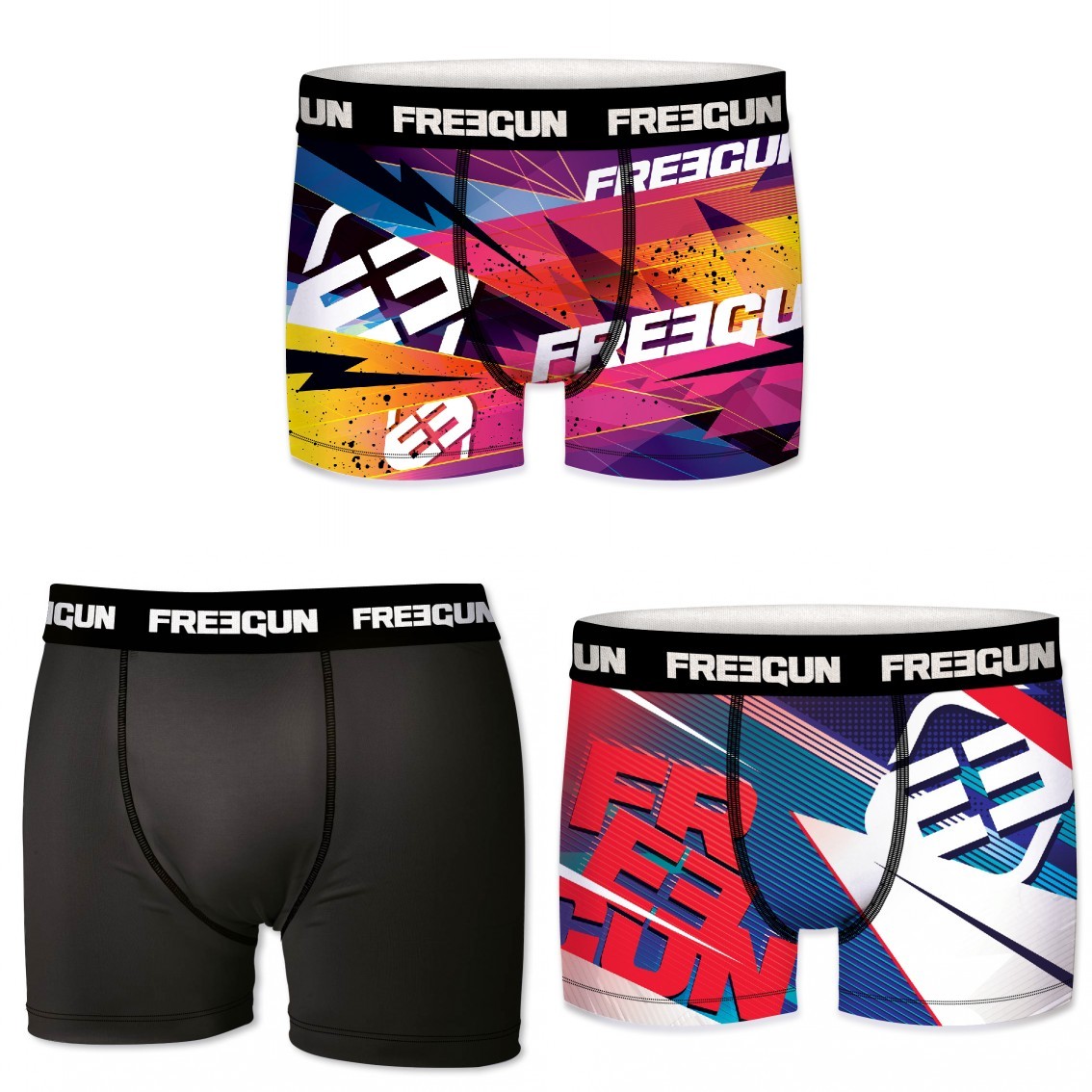 Sort Pack Microfiber Boxershorts Freegun Mønster Freegun - Freegun Mikrofiber