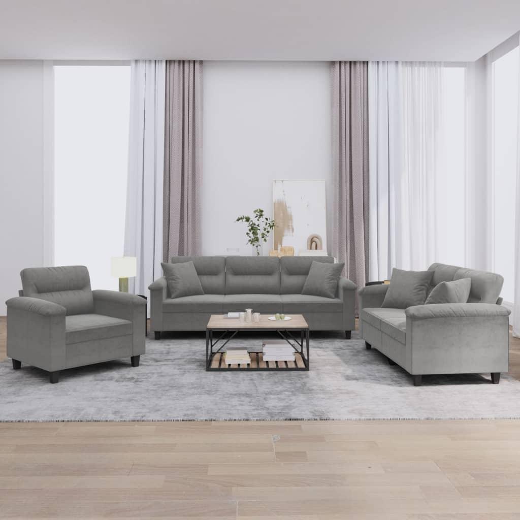 Personers Sofa Med Puder Mikrofiberstof Mørkegrå - Mikrofiber  - 8721012072718