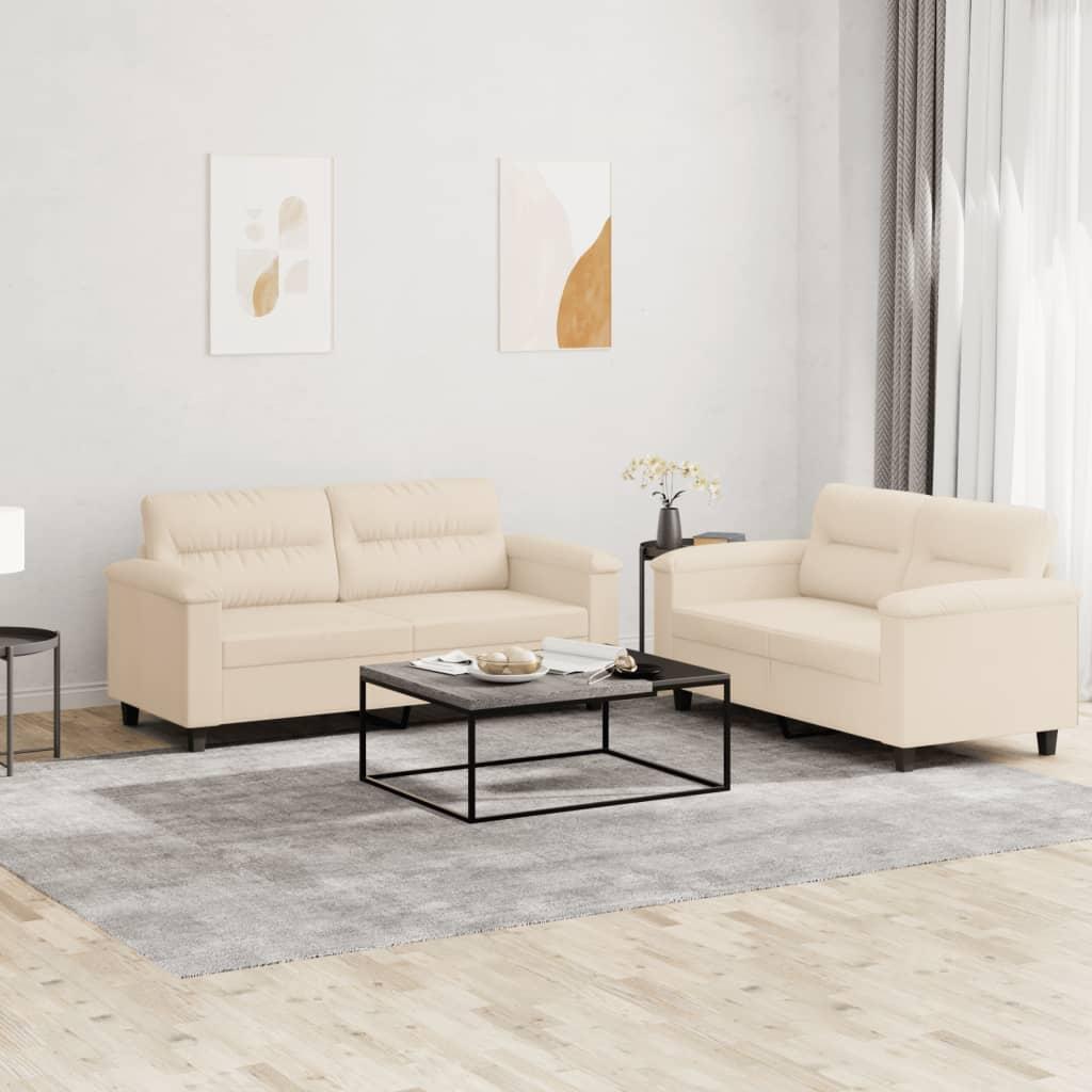 Personers Sofa Med Hynder Mikrofiberstof Beige - Mikrofiber  - 8721012072862