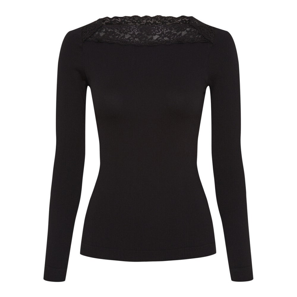 Sort Tim & Simonsen Anita Rib Bluse - Mikrofiber  - 8059979348592