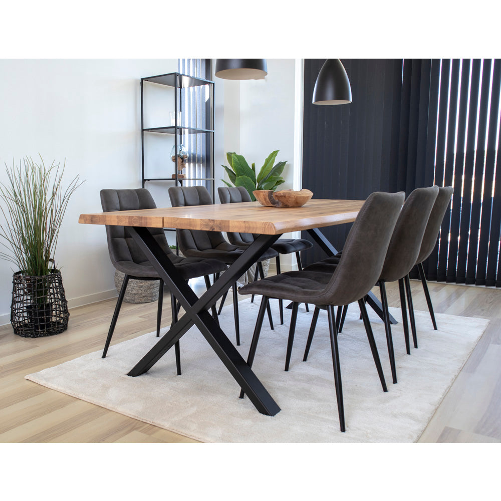 Middelfart Spisebordsstol Stk Mørkegråt Microfiber Med Sorte Ben - House Nordic Mikrofiber  - 5713917000449
