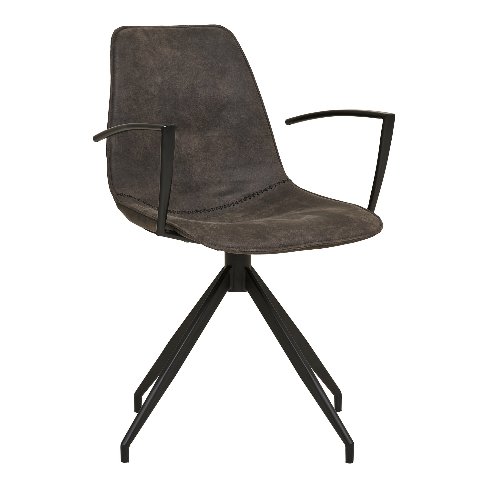 Grå Monaco Spisebordsstol Spisebordsstol Drejefod Armlæn Microfiber Med Sorte Ben Hn1229 Sæt Stk - Housenordic Mikrofiber  - 5713917034505