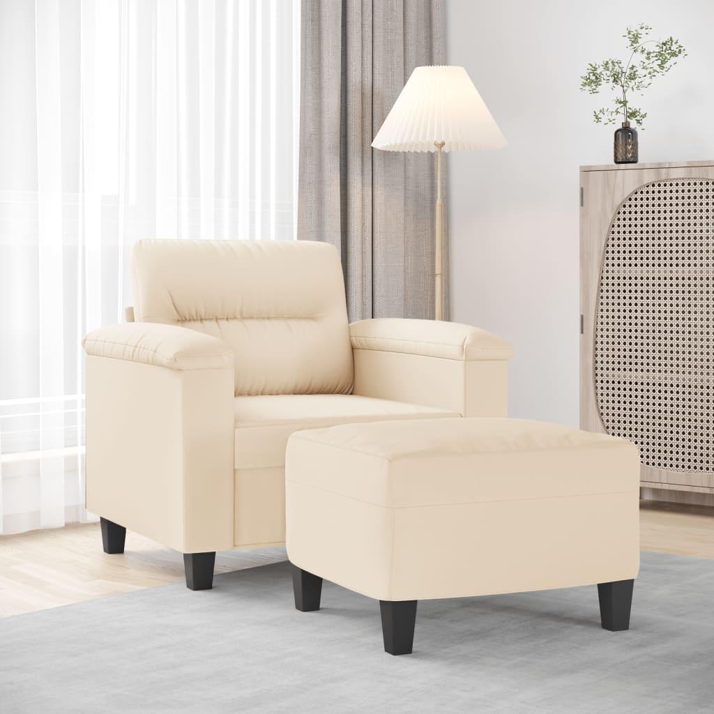Sofastol Med Fodskammel Mikrofiberstof Beige - Mikrofiber  - 8721012061972